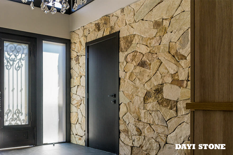 Natural Stone Slate Wall Panel  Made Of Horizontal Gray Shades Strips - Dayi Stone
